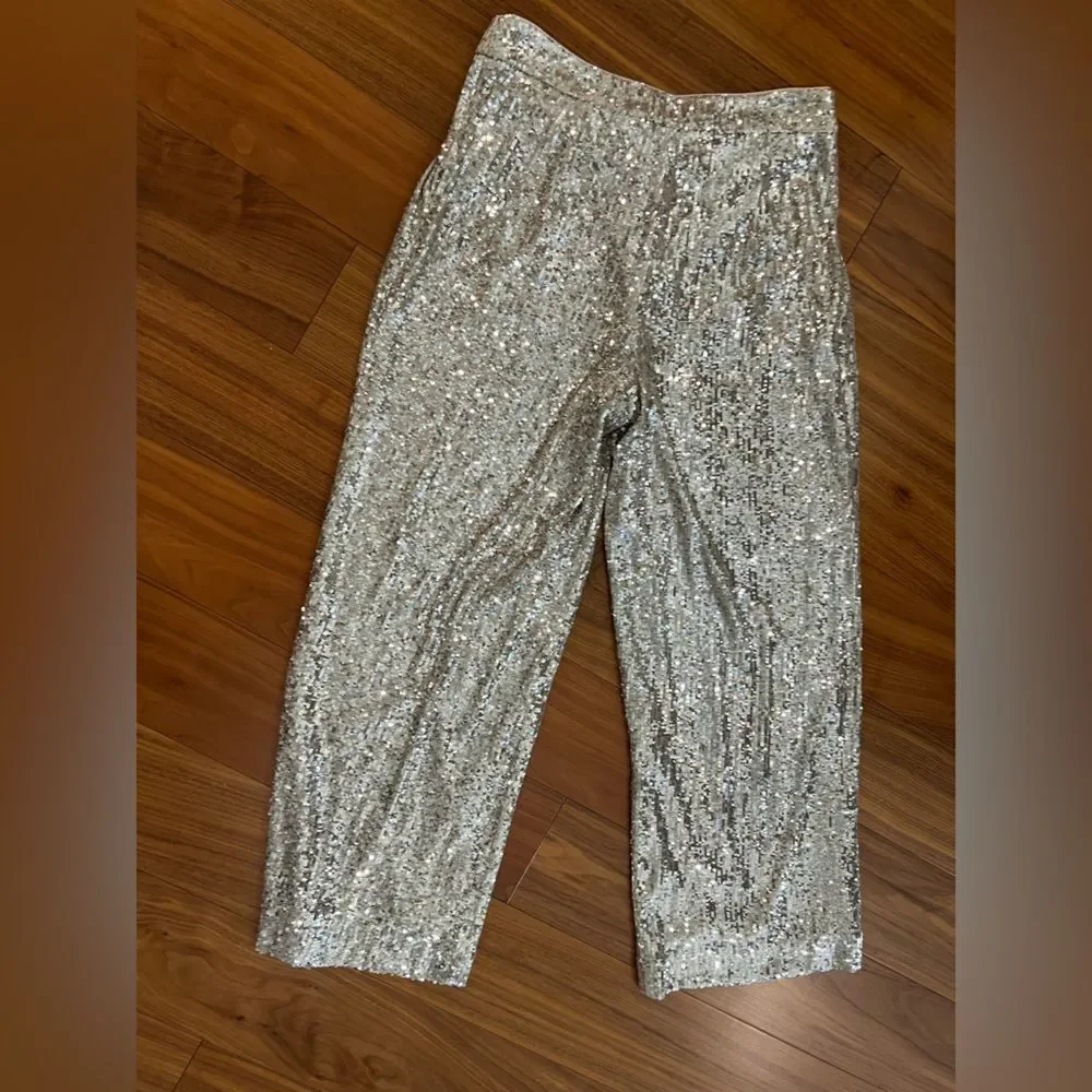 Express Sequin cropped Pants size S - Picture 9 of 10